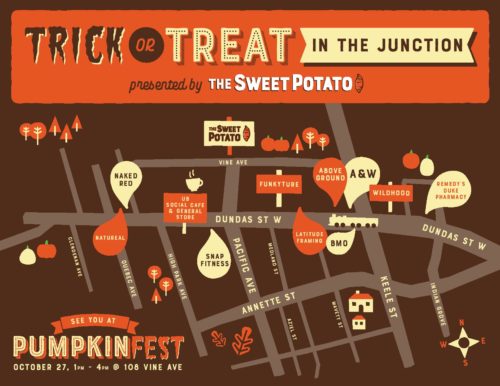 The Sweet Potato Pumpkin Fest Trick or Treating Map of Participating Junction Businesses